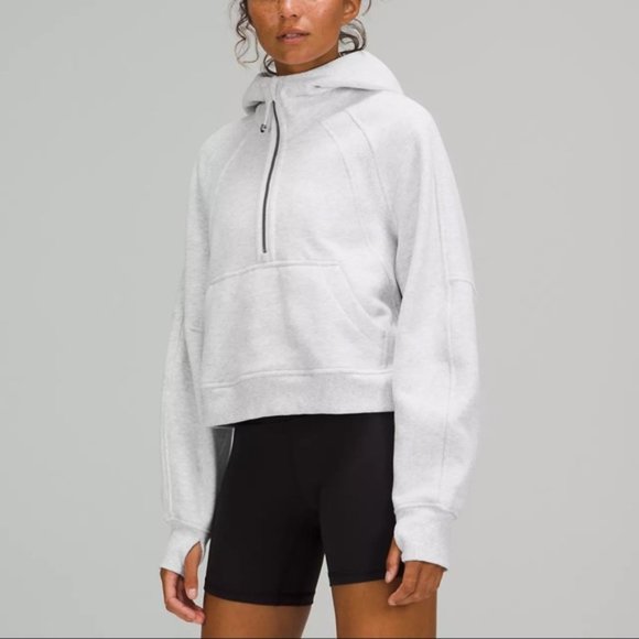 Lululemon Scuba Oversized 1/2 Half-Zip Hoodie Sweater- Heathered Core Light Grey - Picture 2 of 9